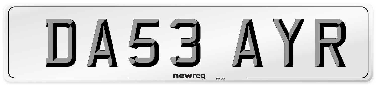 DA53 AYR Number Plate from New Reg